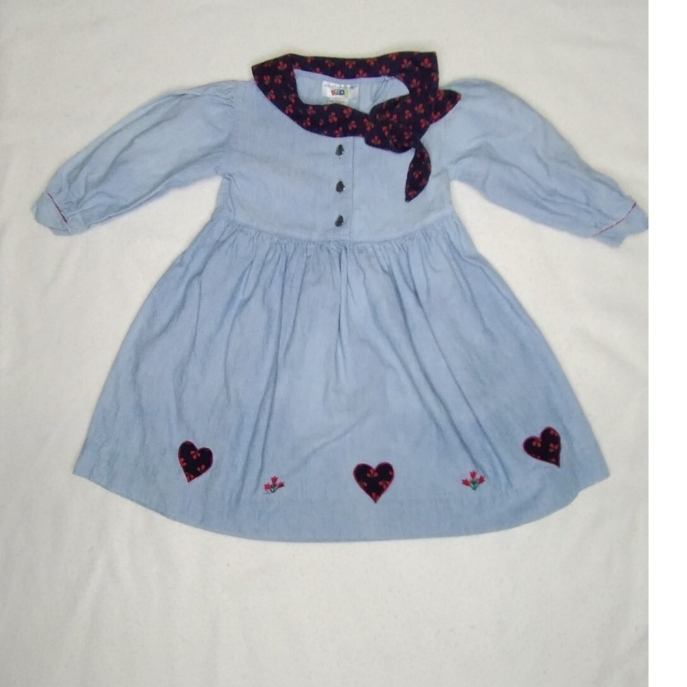 Eagle's Eye Kids Girls Valentine Heart Dress Blue Cotton Size‎ 4/5